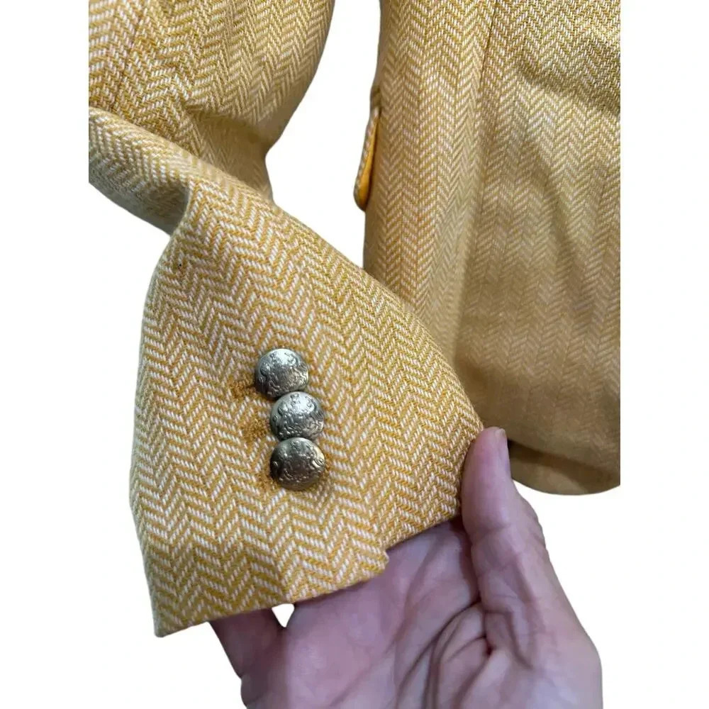 J.Crew Herringbone Gold Two Button Wool Blend Sch… - image 4